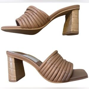 DOLCE VITA Womens Beige Crocodile Strappy Padded Priana Square Toe Heel …